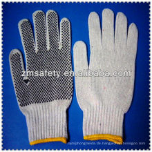 Strickhandschuhe aus Polyester / Baumwolle mit schwarzen PVC-Punkten auf palmJRK15